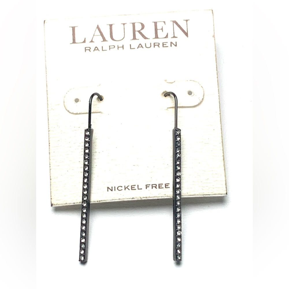 Ralph Lauren dark rhinestone dangle earrings